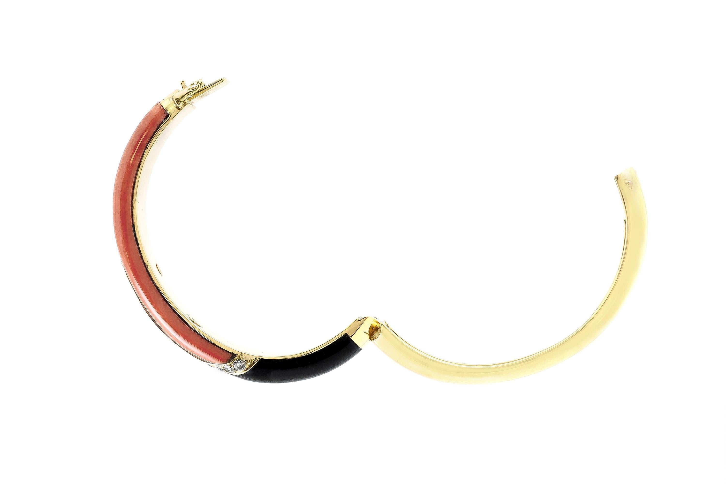 Van Cleef & Arpels Vintage 1970er Jahre Koralle Onyx und Diamanten Set im Angebot 2