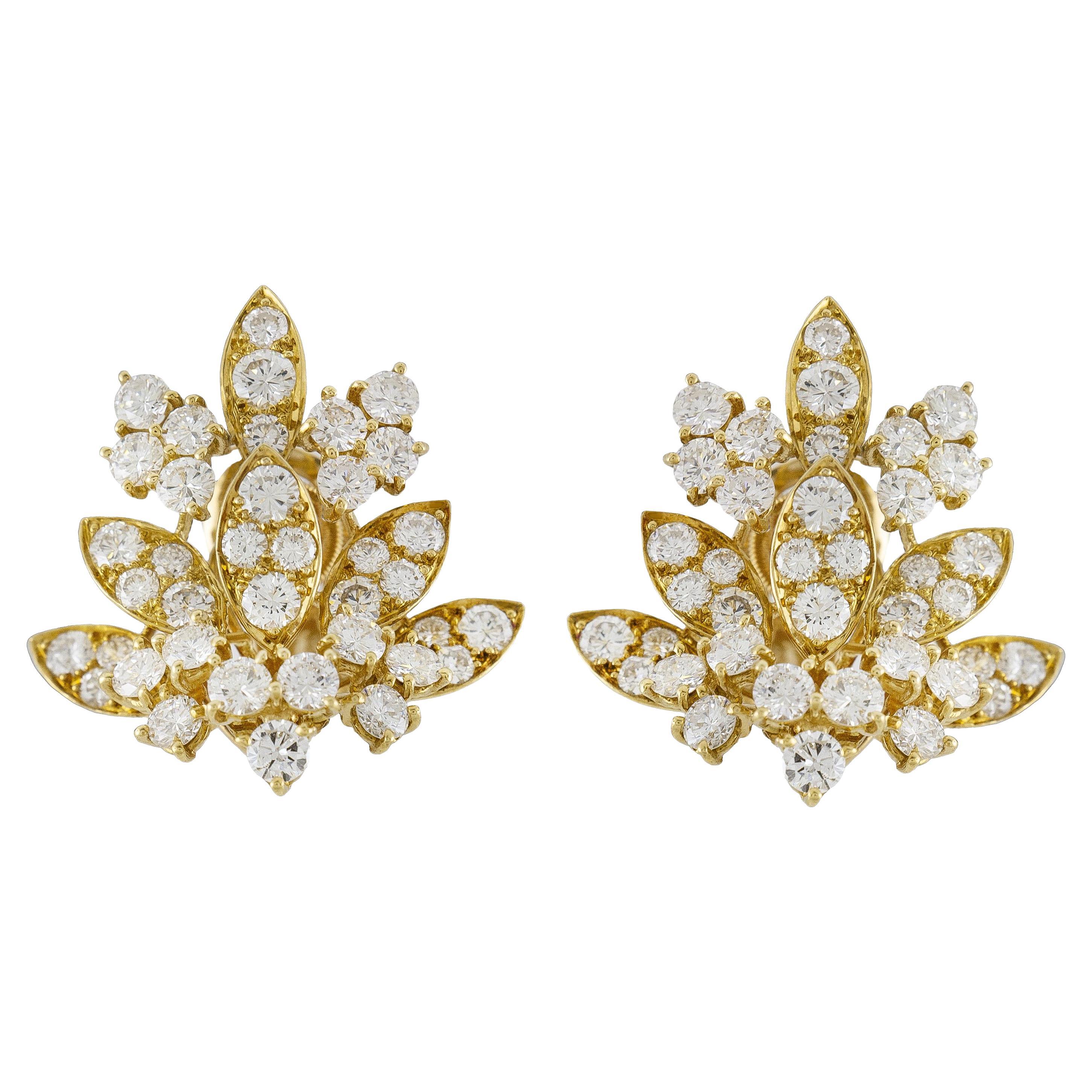 Vintage 1970s Van Cleef & Arpels Diamond Leaf Earrings
