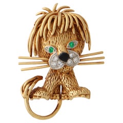 Van Cleef & Arpels Broche lion vintage en or jaune et platine, années 1970