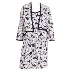 Vintage 1970s Victor Costa Strapless B&W Dress W Matching Cropped Jacket