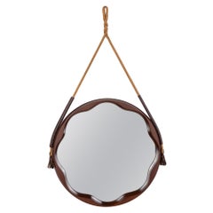 Vintage 1970s wall mirror made of molded wood, Italian design