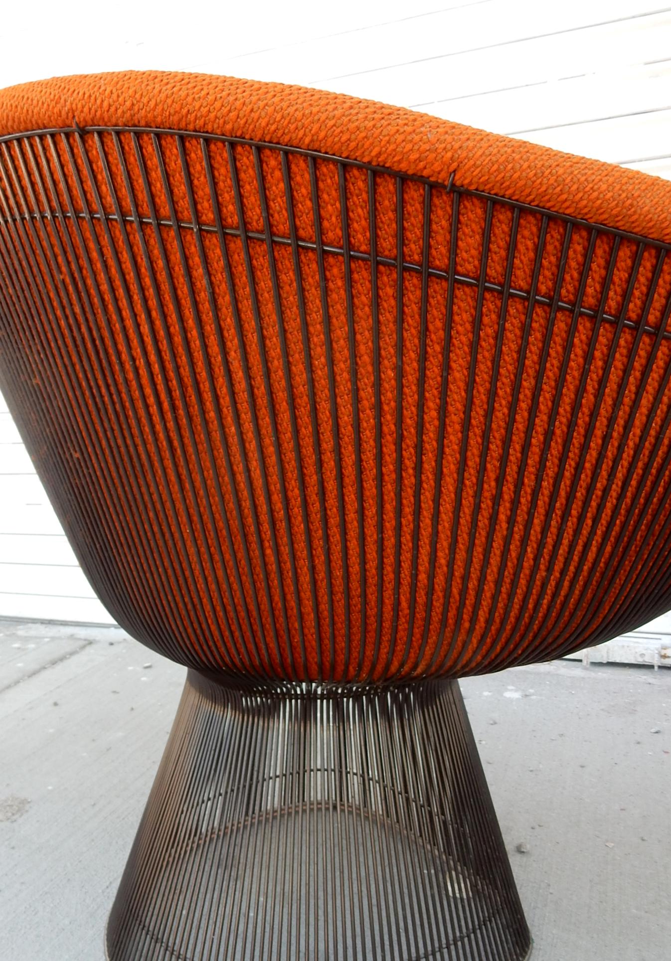 Vintage 1970's Warren Platner for Knoll Wire Lounge Chairs Original Knoll Fabric 2
