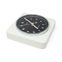 Vintage 1970s White and Black Wall Clock by Kienzle