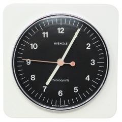 Vintage 1970s White and Black Wall Clock by Kienzle