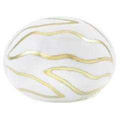 Vintage 1970s White Enamel and Gold Zebra Print Domed Ring
