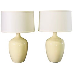 Vintage 1970s White Haeger Ceramic Lamps, Pair