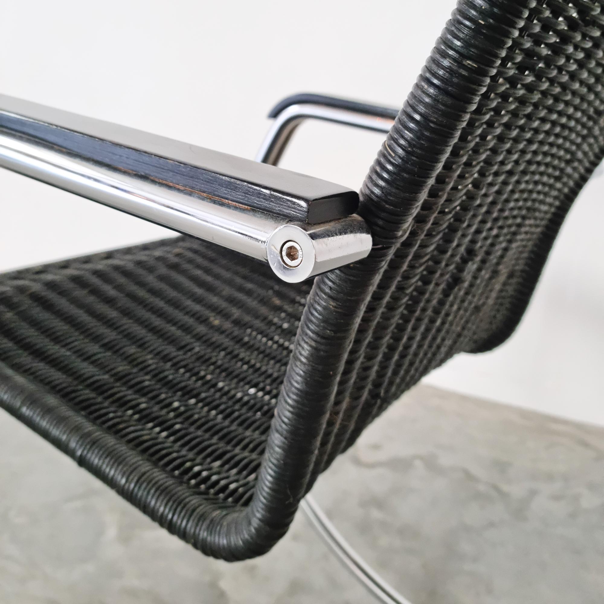 Vintage 1970s Wicker Armchair with Chrome Tubular Frame For Sale 2