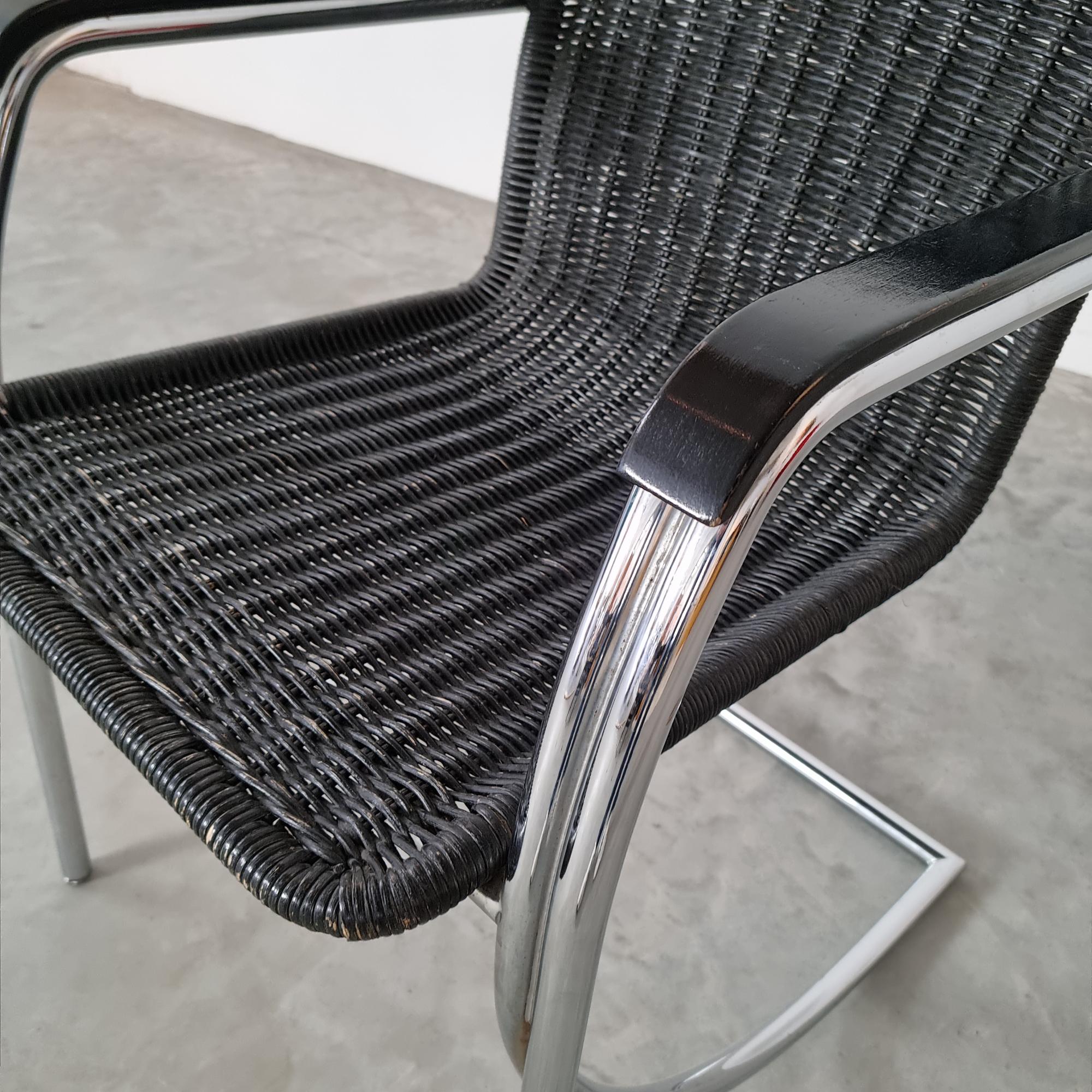 Vintage 1970s Wicker Armchair with Chrome Tubular Frame For Sale 3