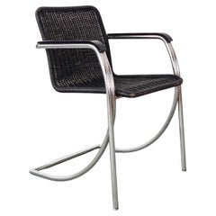 Vintage-Sessel aus Korbweide mit Chromrohrrahmen, 1970er Jahre
