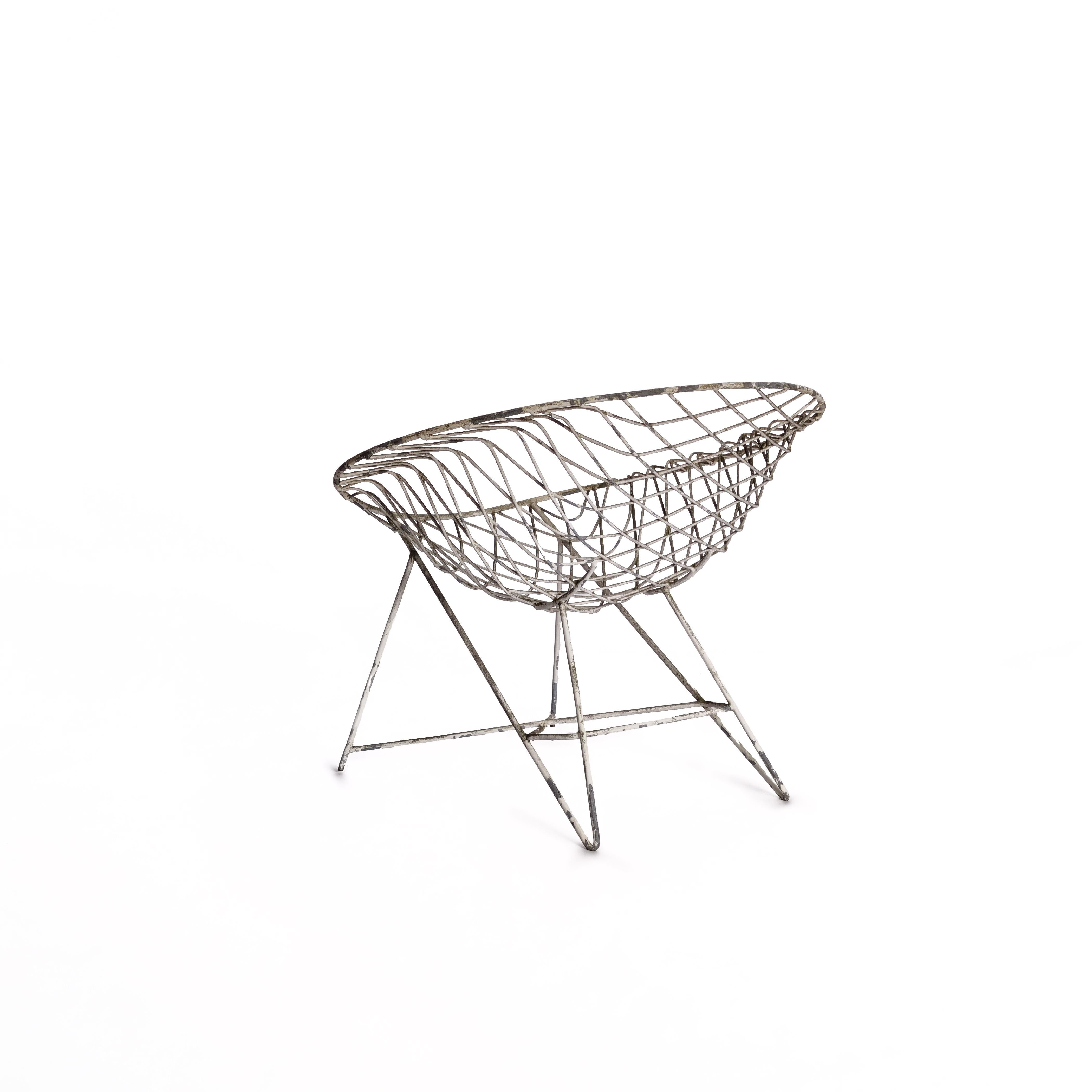 Late 20th Century Vintage 1970s wire arm chair with beautiful patina For Sale