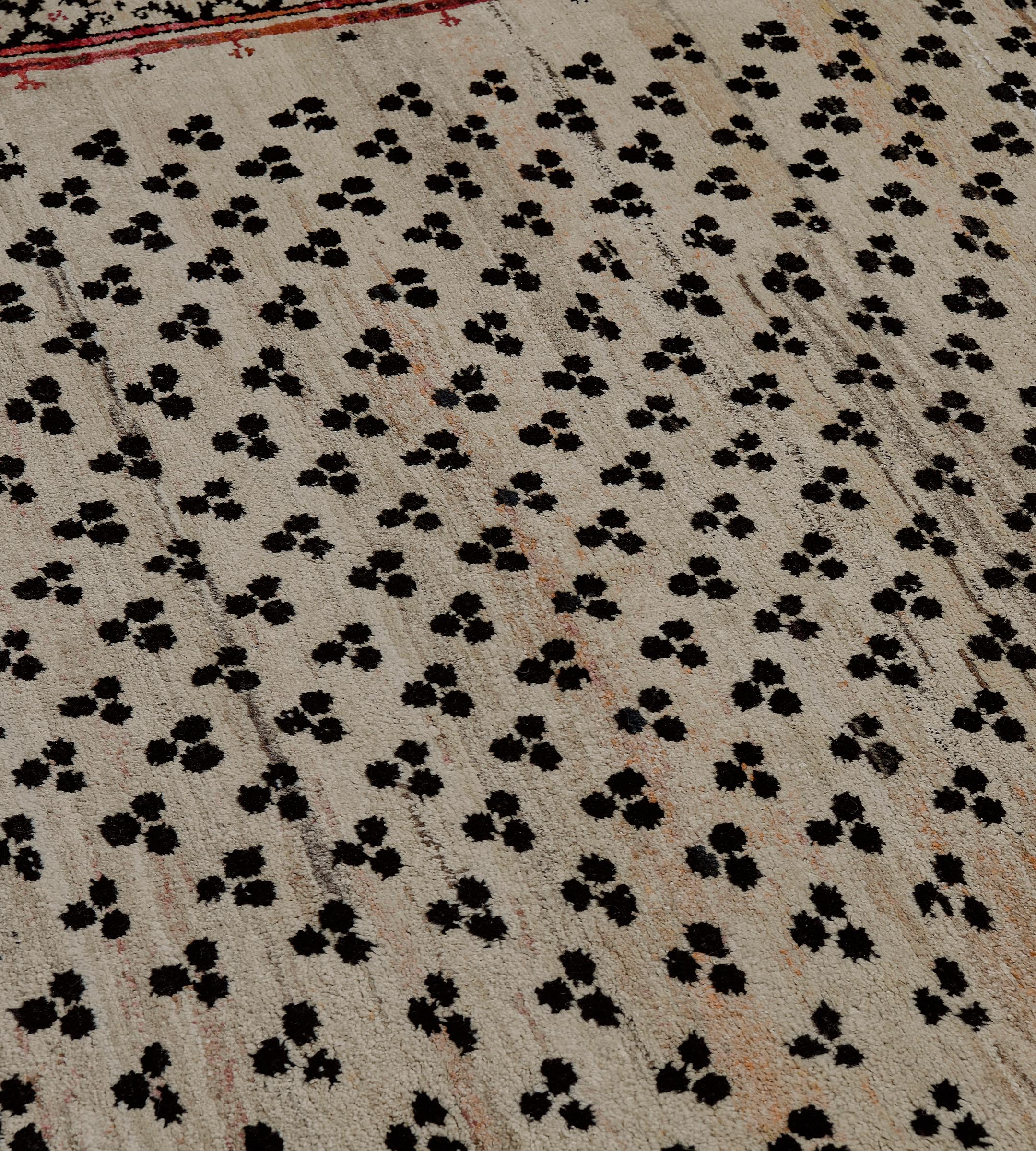 Vintage 1970s Wool Turkish Rug With Red Accent Border For Sale 1