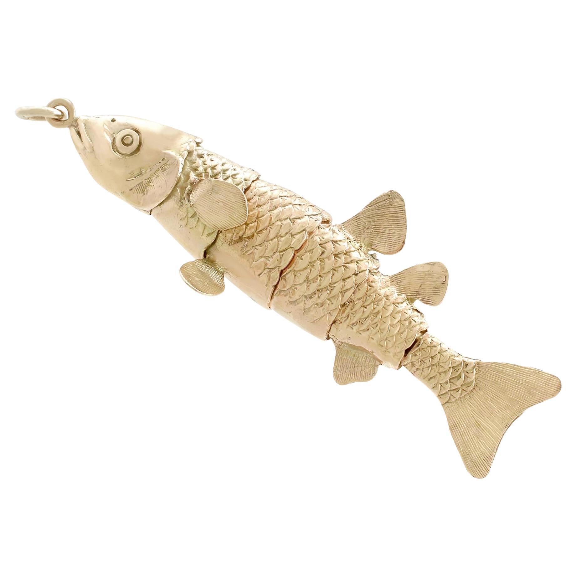 Vintage 1970s Yellow Gold Articulated Fish Charm