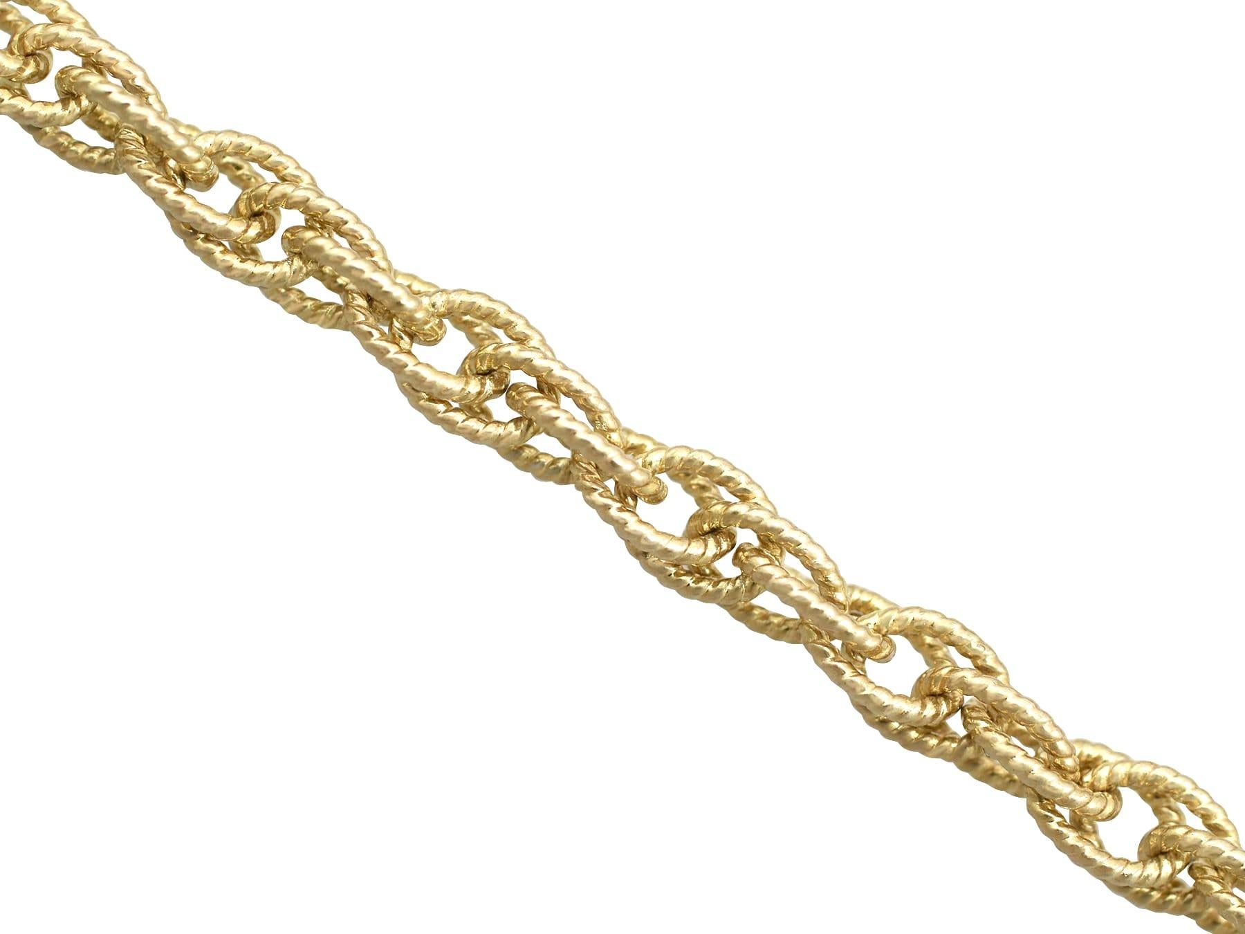 Retro Vintage 1970s Yellow Gold Singapore Rope Chain For Sale