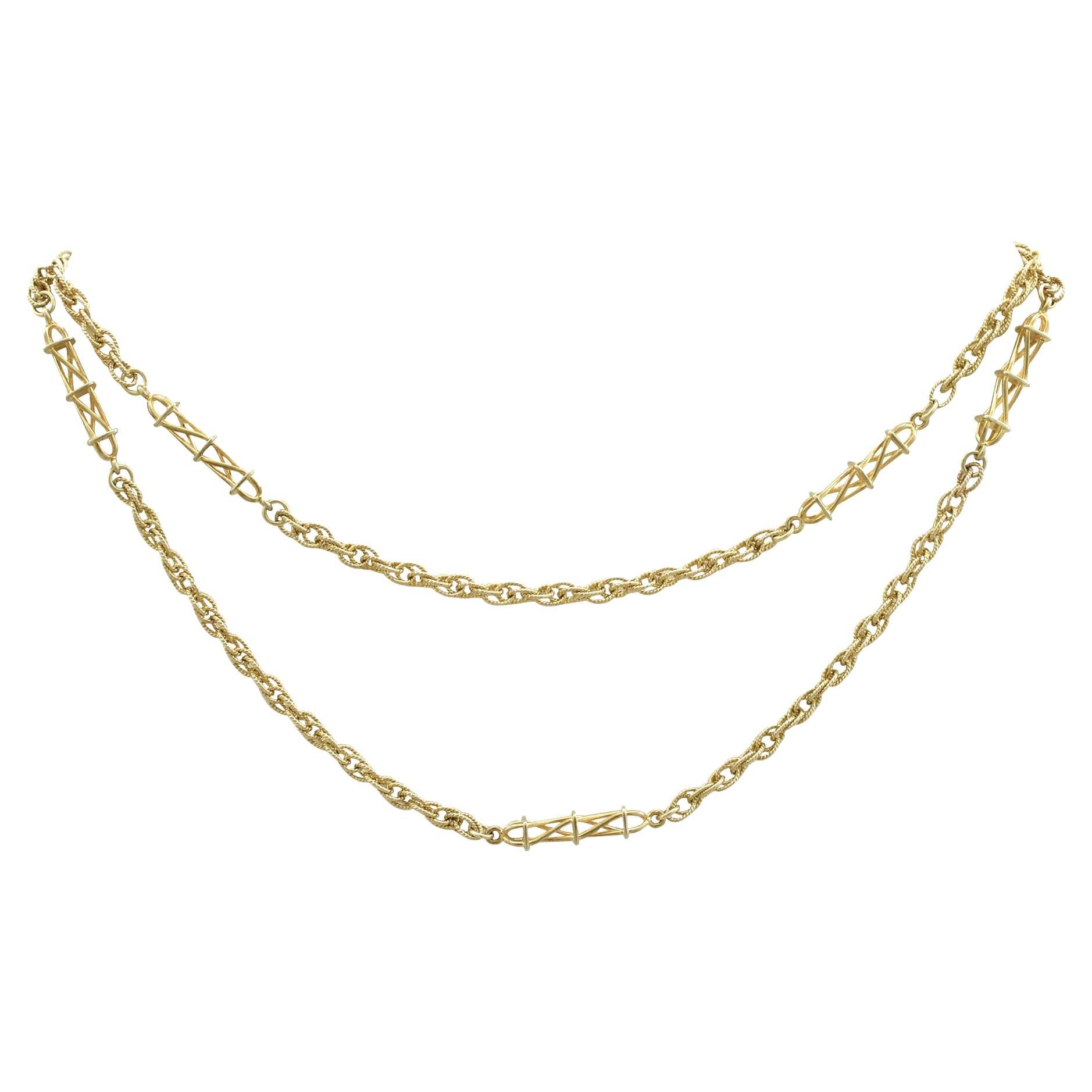 Vintage 1970s Yellow Gold Singapore Rope Chain For Sale
