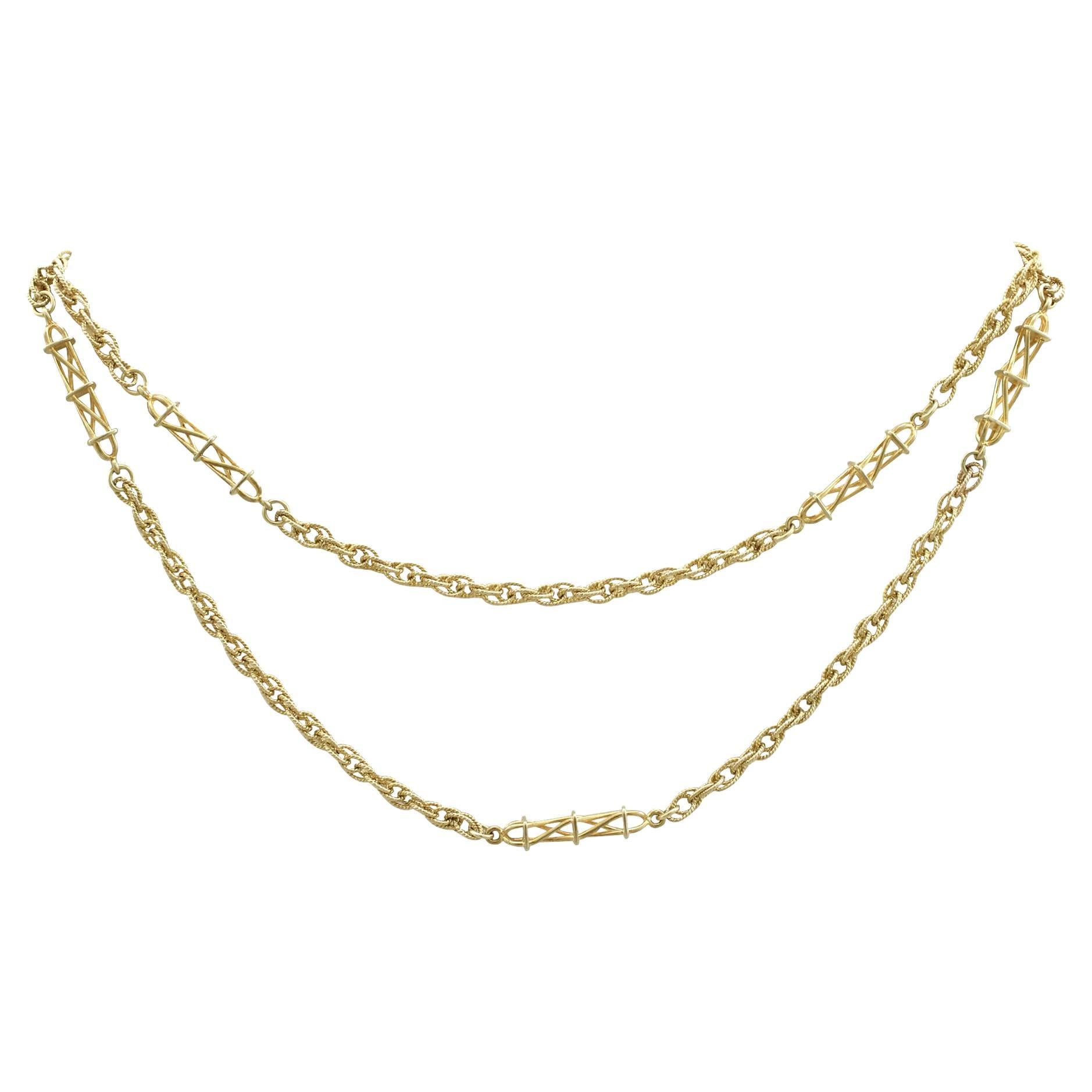 Vintage 1970s Yellow Gold Singapore Rope Chain