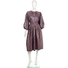 Vintage 1970s YSL Yves Saint Laurent 2 Pc Day Dress in a Striped Floral Print