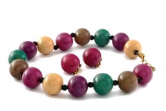 Vintage 1970s YVES SAINT LAURENT by Roger Scemama Colourful Op Art Wood Ball Ear
