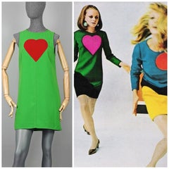Vintage 1970s YVES SAINT LAURENT Heart Pop Art Dress