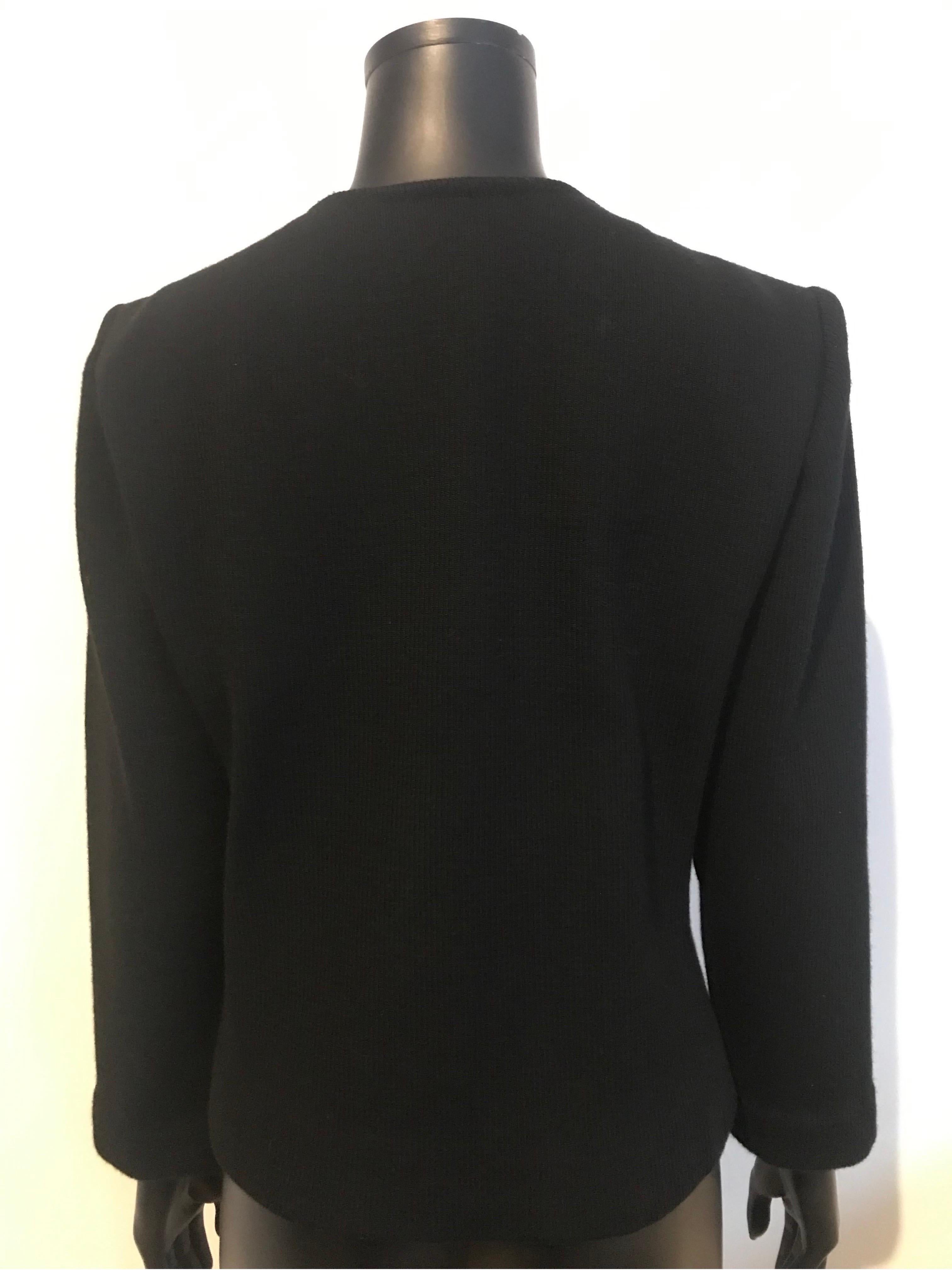 Noir Vintage 1970's Yves Saint Laurent Rive Gauche veste de soirée en brocart et tricot en vente