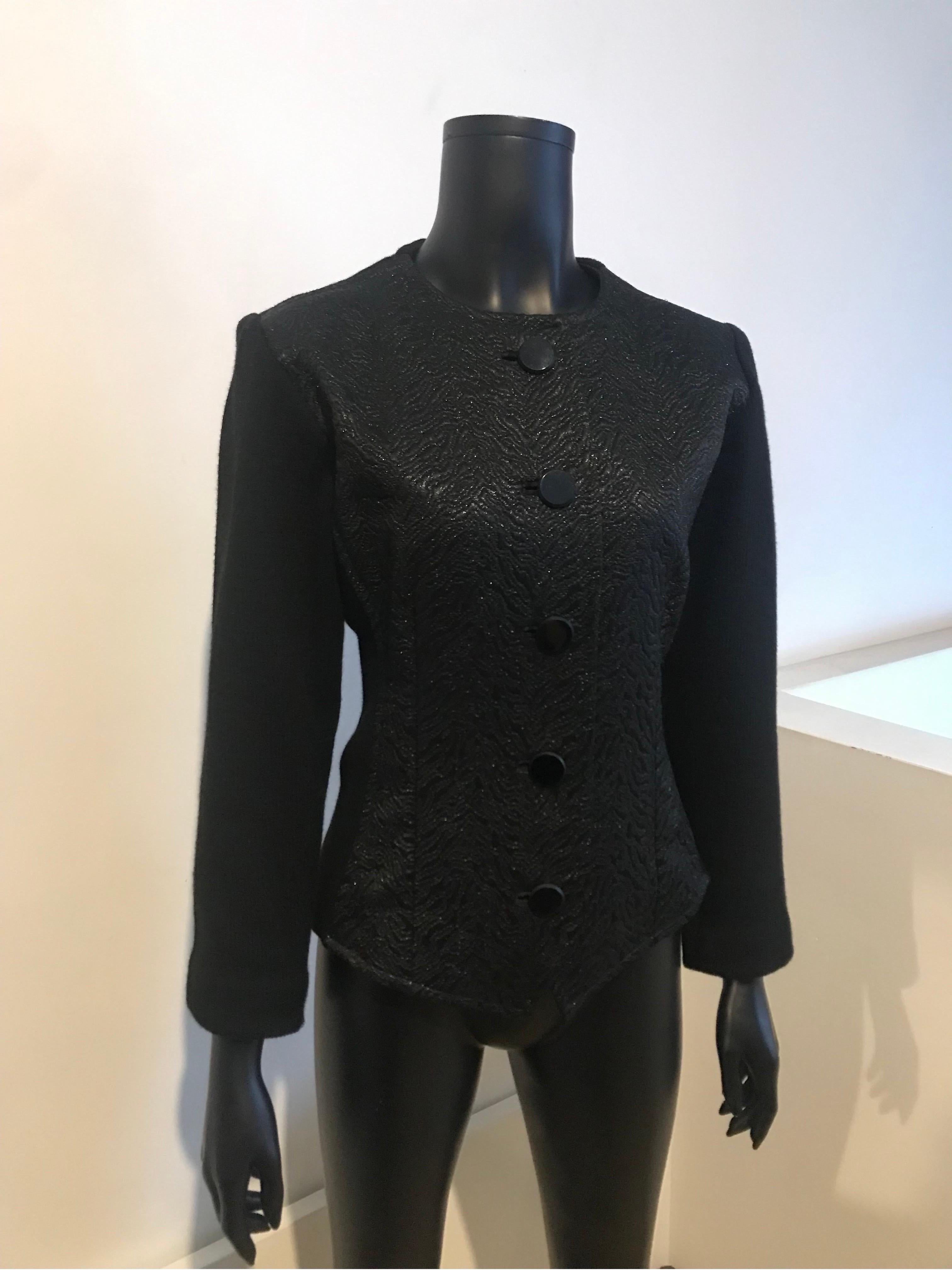 Vintage 1970’s Yves Saint Laurent Rive Gauche brocade & knit evening jacket In Good Condition For Sale In COLLINGWOOD, AU