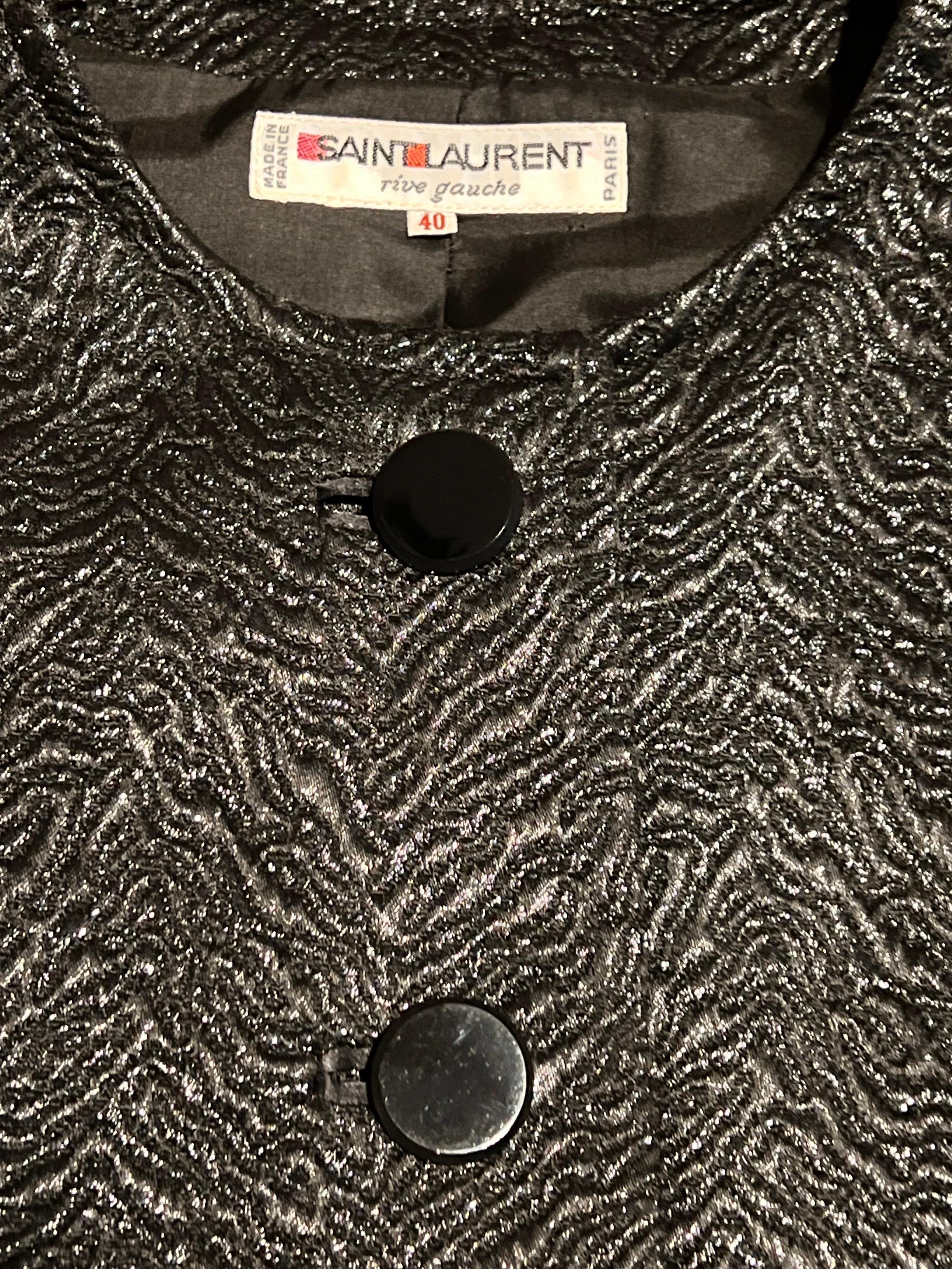 Vintage 1970's Yves Saint Laurent Rive Gauche veste de soirée en brocart et tricot en vente 2