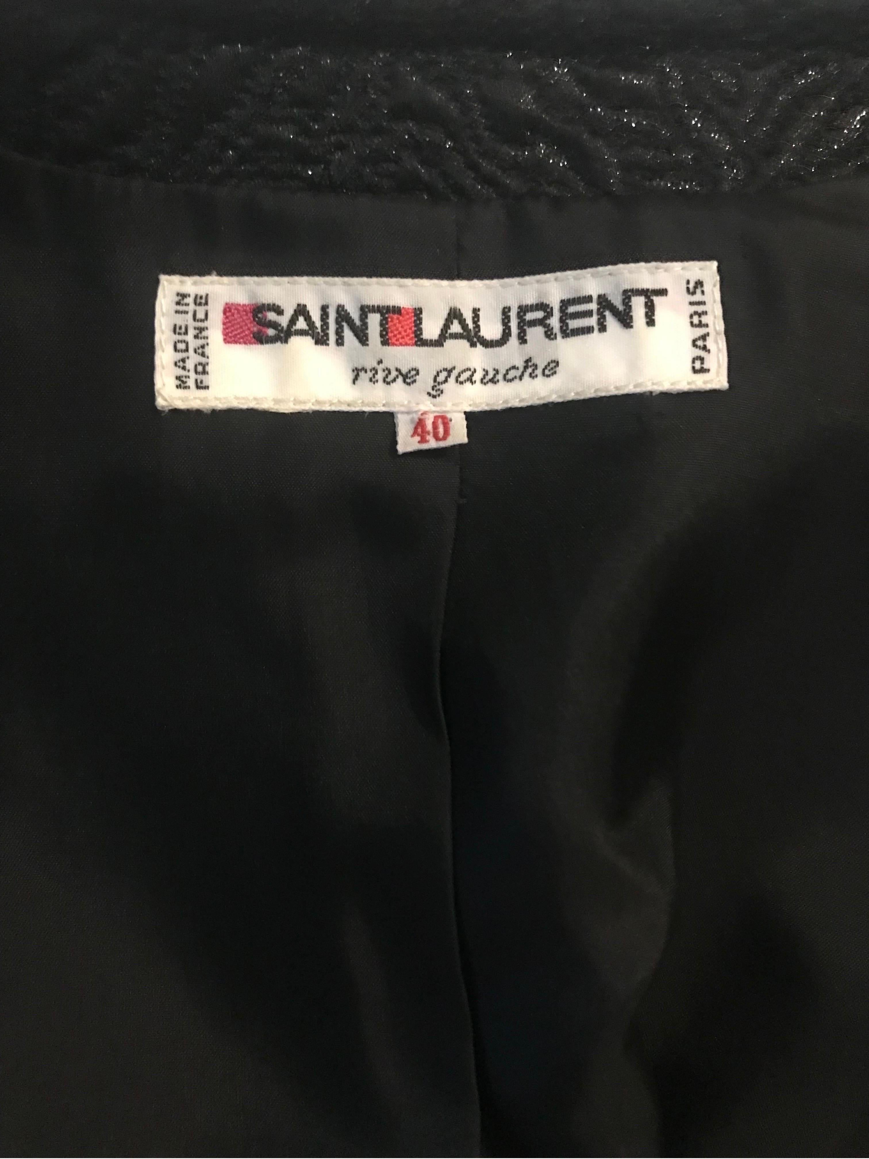 Vintage 1970's Yves Saint Laurent Rive Gauche Brokat & stricken Abend Jacke im Angebot 4