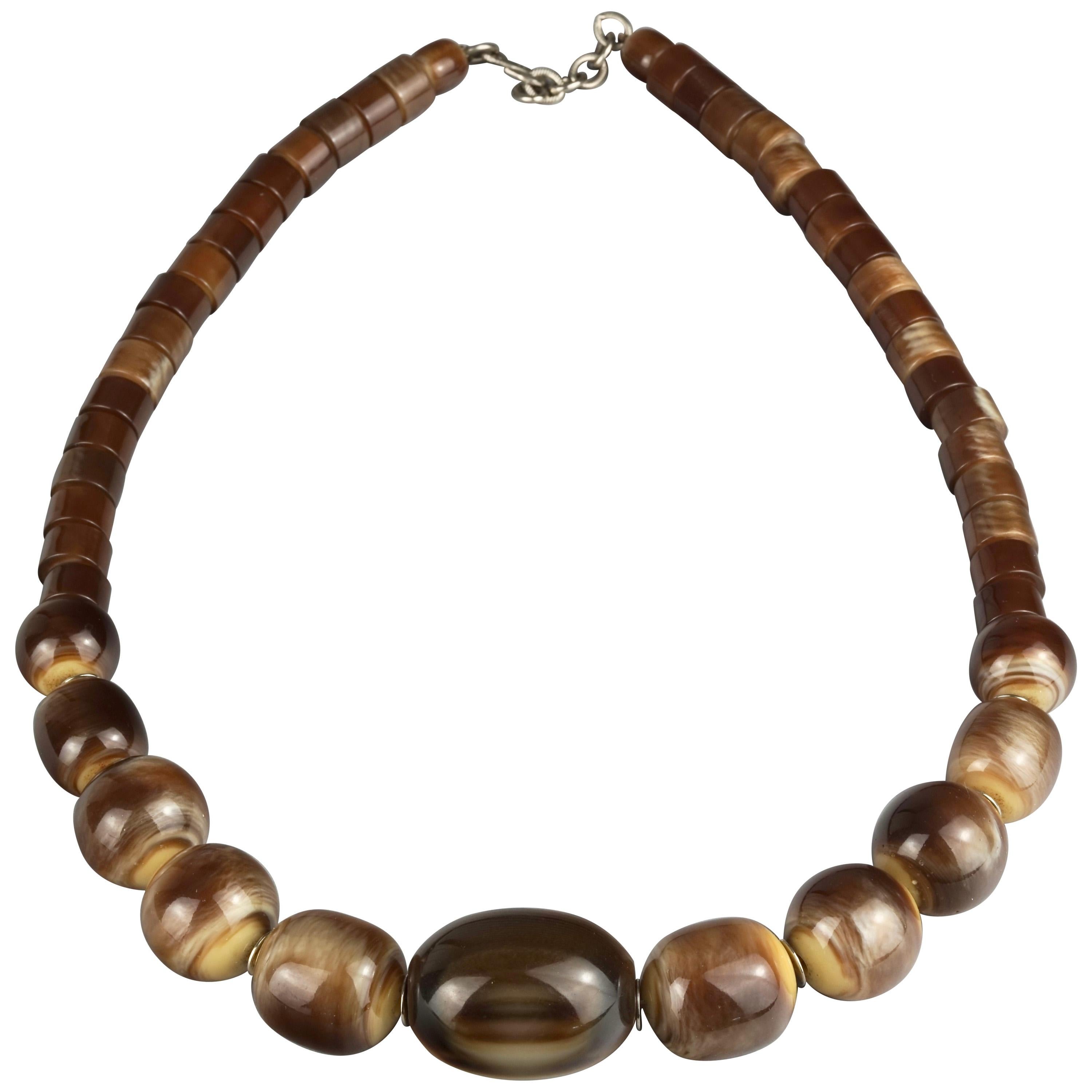 Vintage 1970s YVES SAINT LAURENT Ysl Tigers Eye Necklace by Roger Scemama For Sale