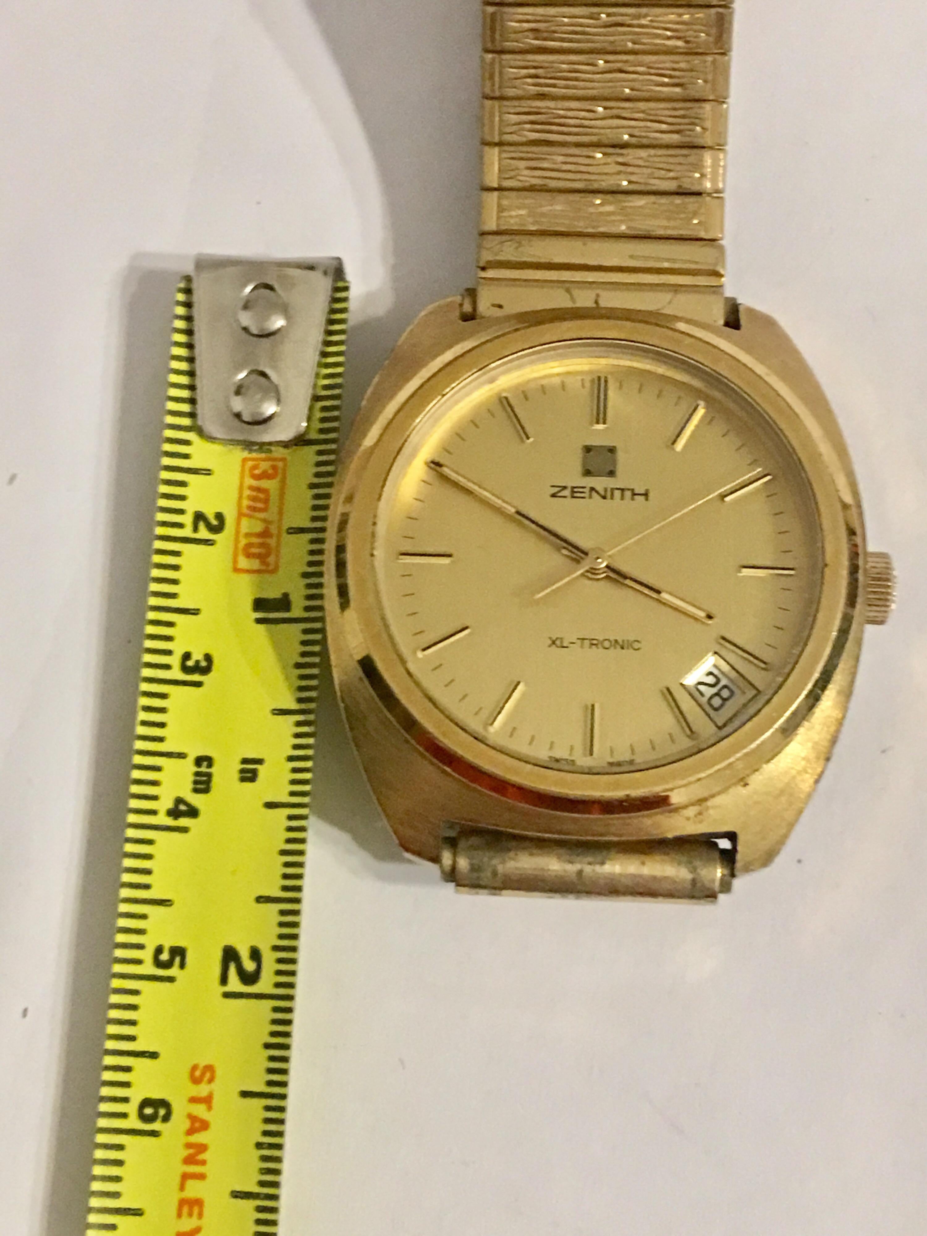 Vintage 1970s Zenith XL-Tronic Gold-Plated/ Stainless Steel Men’s Watch For Sale 4