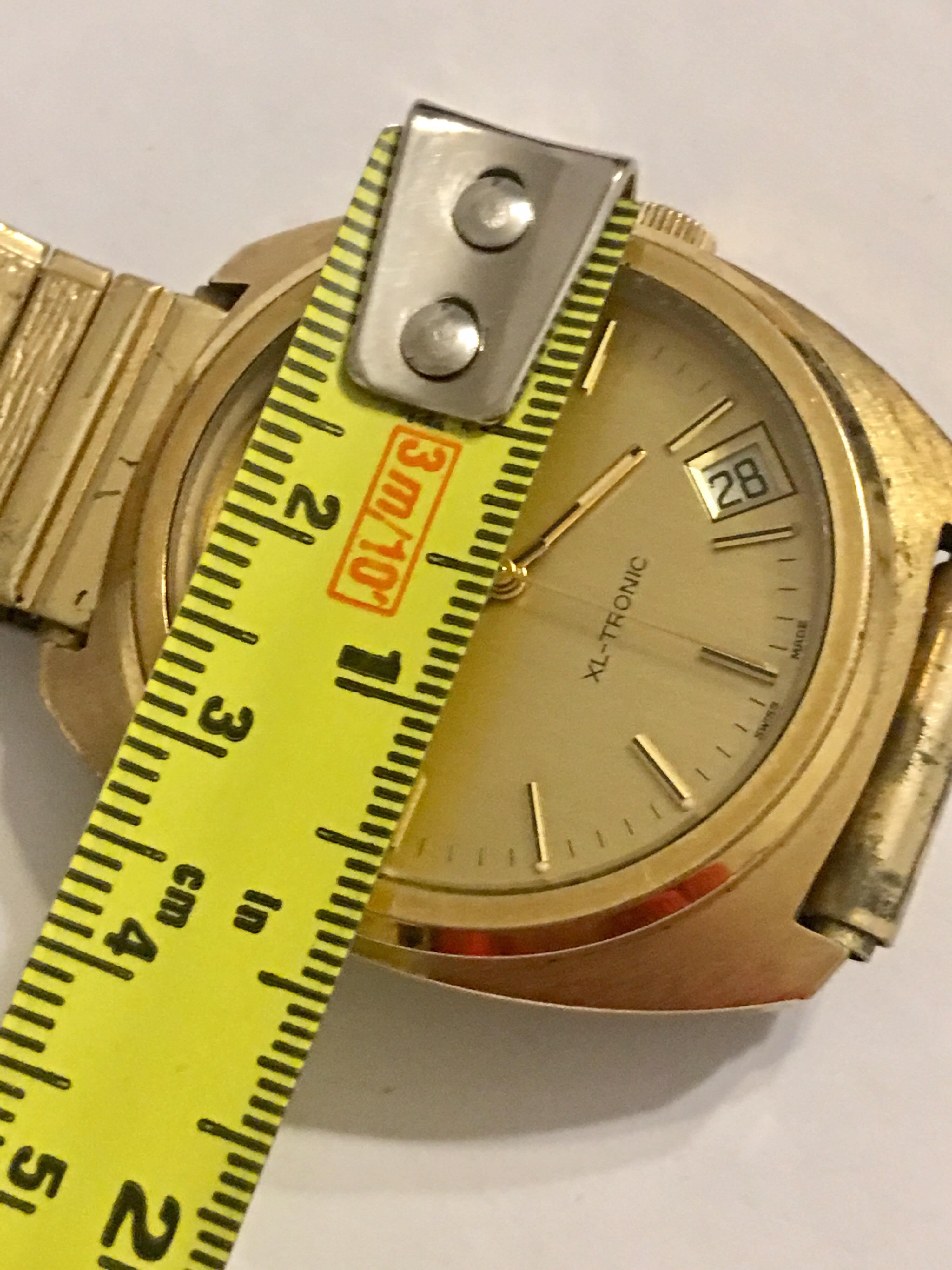 Vintage 1970s Zenith XL-Tronic Gold-Plated/ Stainless Steel Men’s Watch For Sale 5