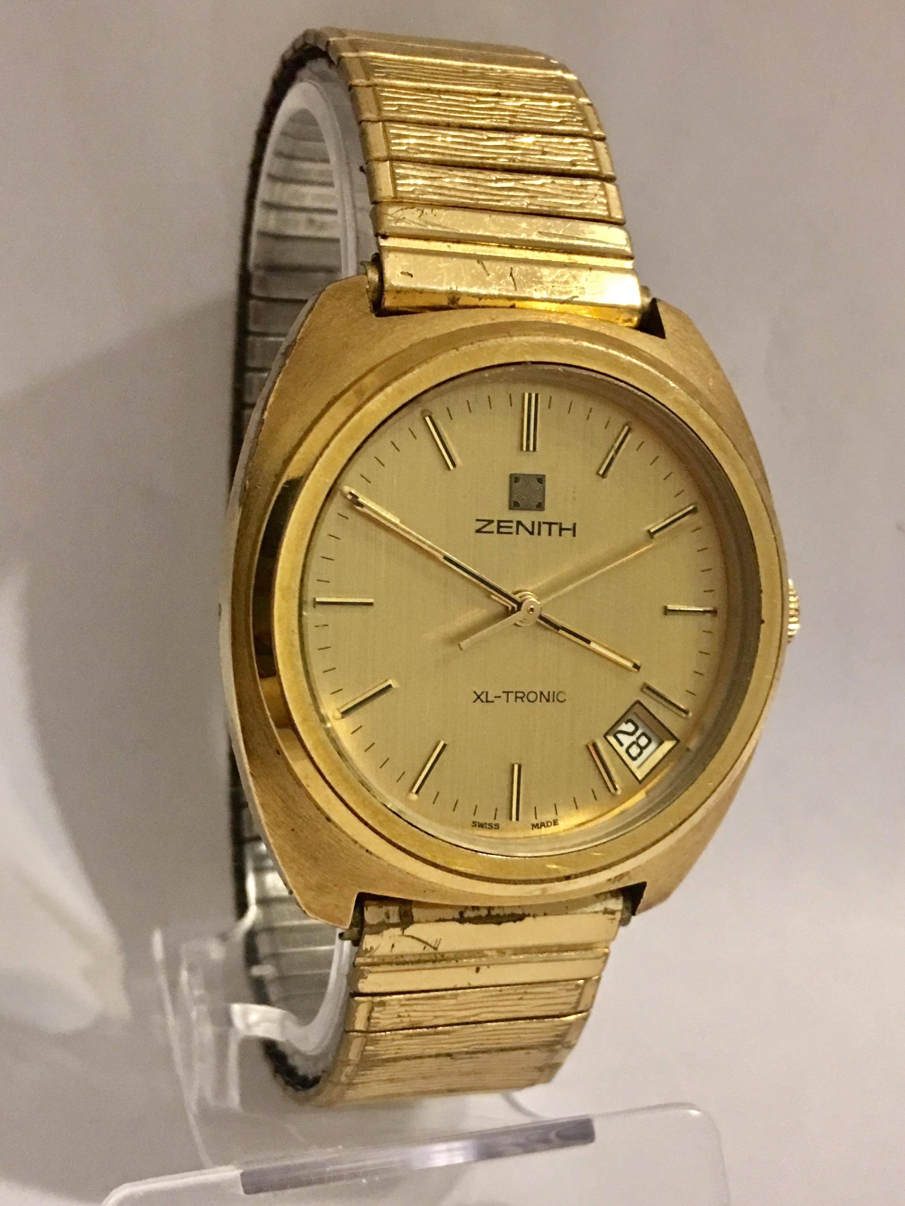 Vintage 1970s Zenith XL-Tronic Gold-Plated/ Stainless Steel Men’s Watch For Sale 8