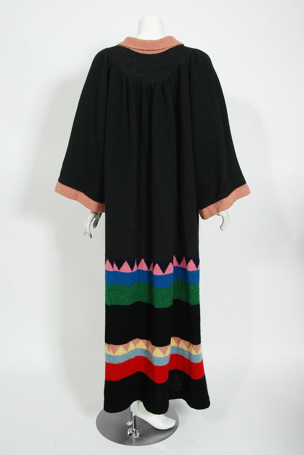 Vintage 1974 Alice Pollock Dokumentiertes buntes böhmisches Vintage-Pulloverkleid aus Wollstrick 6