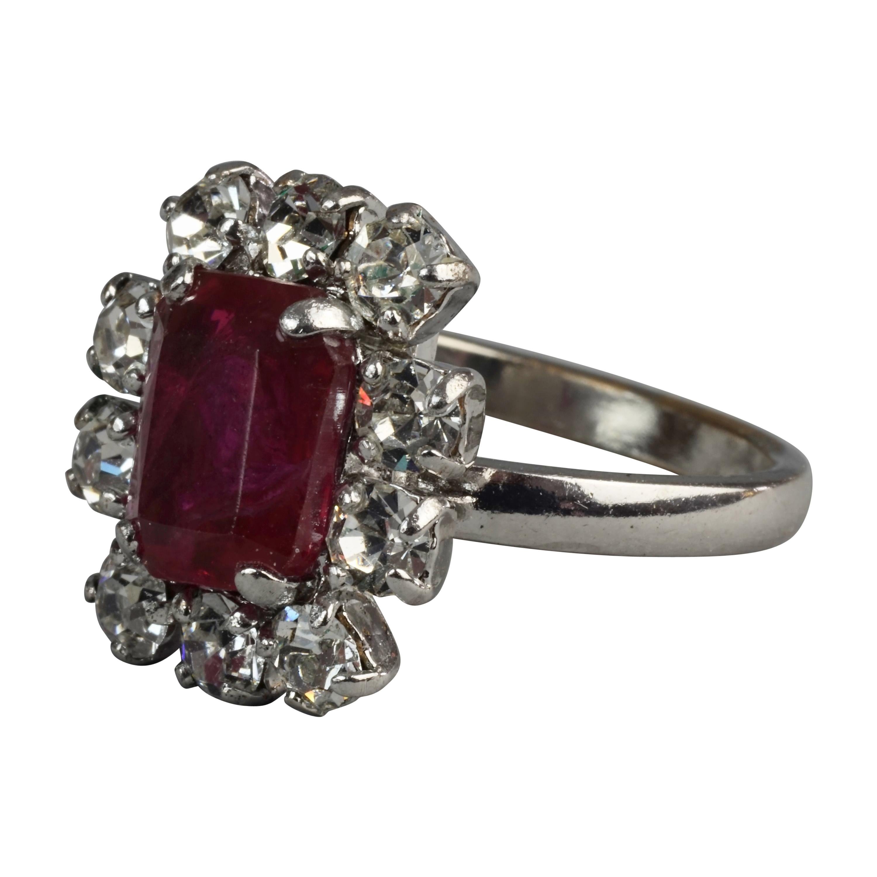 Vintage 1971 CHRISTIAN DIOR Red Rhinestone Ring For Sale at 1stDibs | vintage  christian dior ring, christian dior vintage ring, dior ring vintage