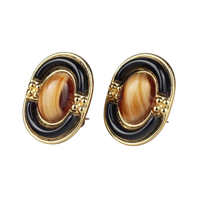 Vintage Glass Cabochon Earring - 17 For Sale on 1stDibs