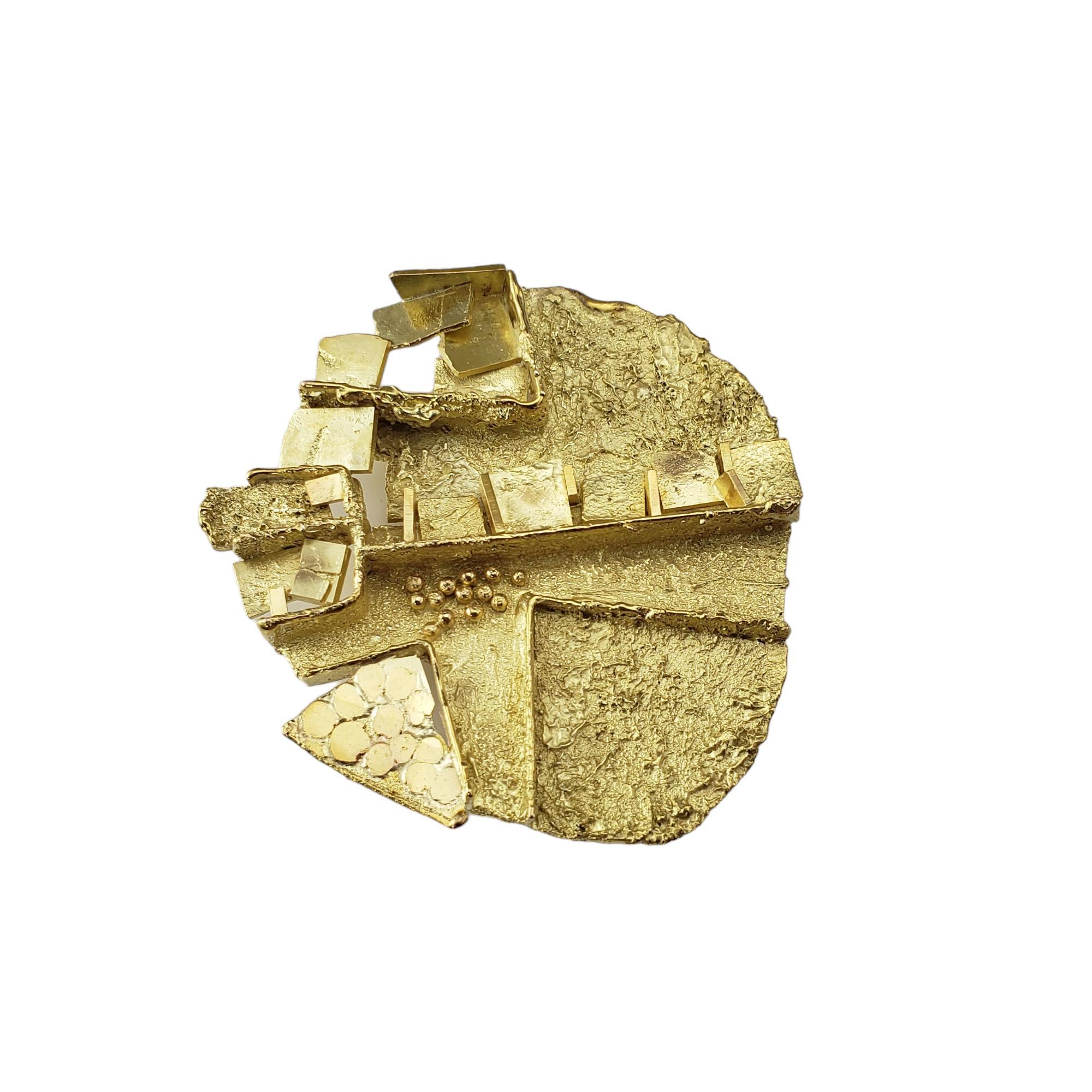 Vintage 1971 Henri Leighton 14K Yellow Gold Modernist Geometric Brooch #17753 In Good Condition In Washington Depot, CT