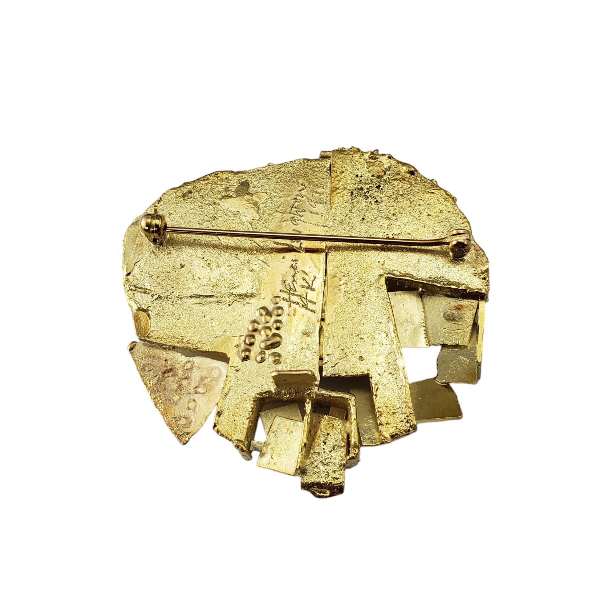 Women's Vintage 1971 Henri Leighton 14K Yellow Gold Modernist Geometric Brooch #17753