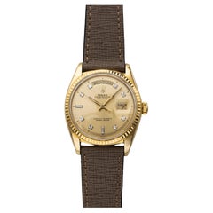 Vintage 1971 Rolex Day-Date 36 18K YG 1803 Auto Champagne Diamond Dial 36mm