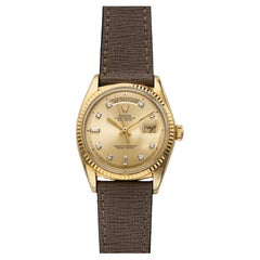 Vintage 1971 Rolex Day-Date 36 18K YG 1803 Auto Champagne Diamond Dial 36mm