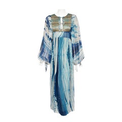 Vintage 1971 Thea Porter Couture Silk Chiffon Billow-Sleeve Gown & Maxi Vest
