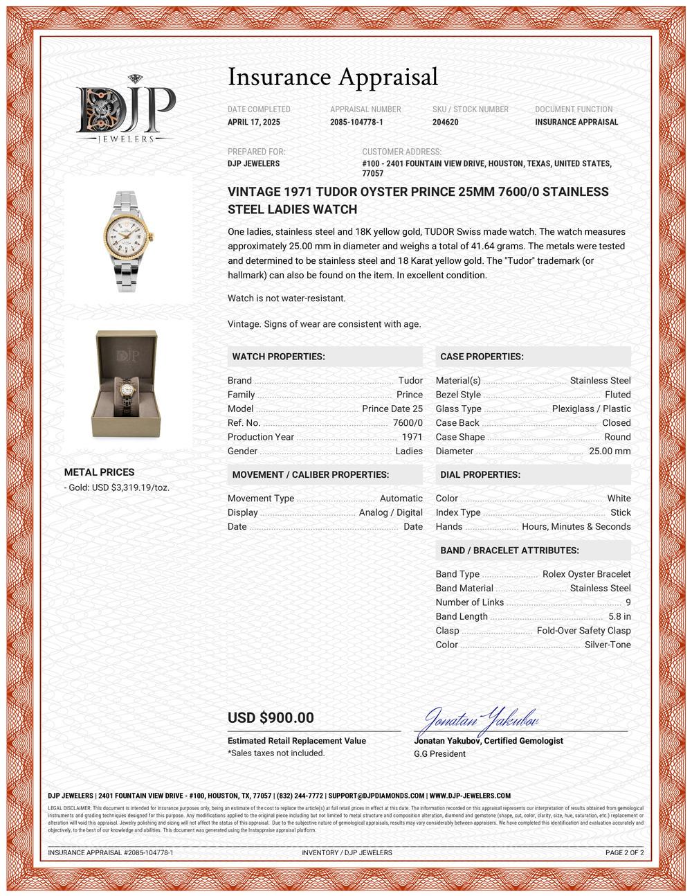 Tudor Oyster Prince 25MM 7600/0 Montre pour femme vintage en acier inoxydable, 1971 6