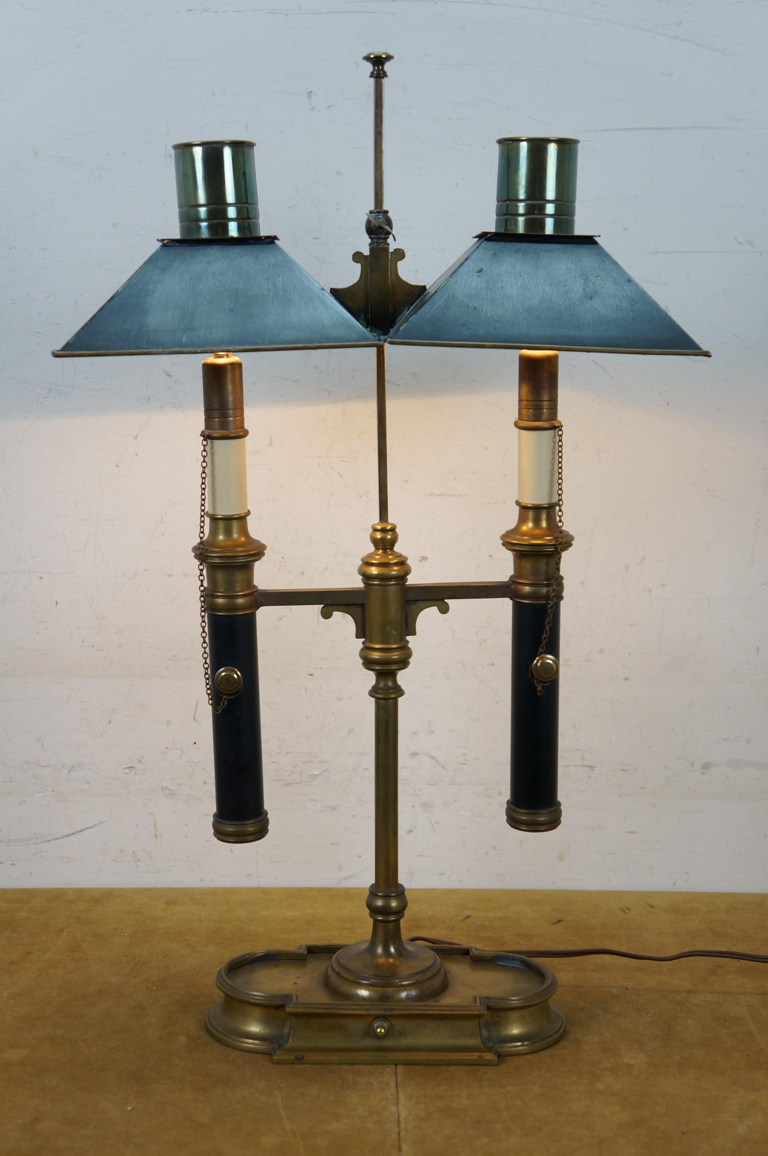 Vintage 1972 Chapman Empire Style Brass Bouillotte Library Table Lamp 25