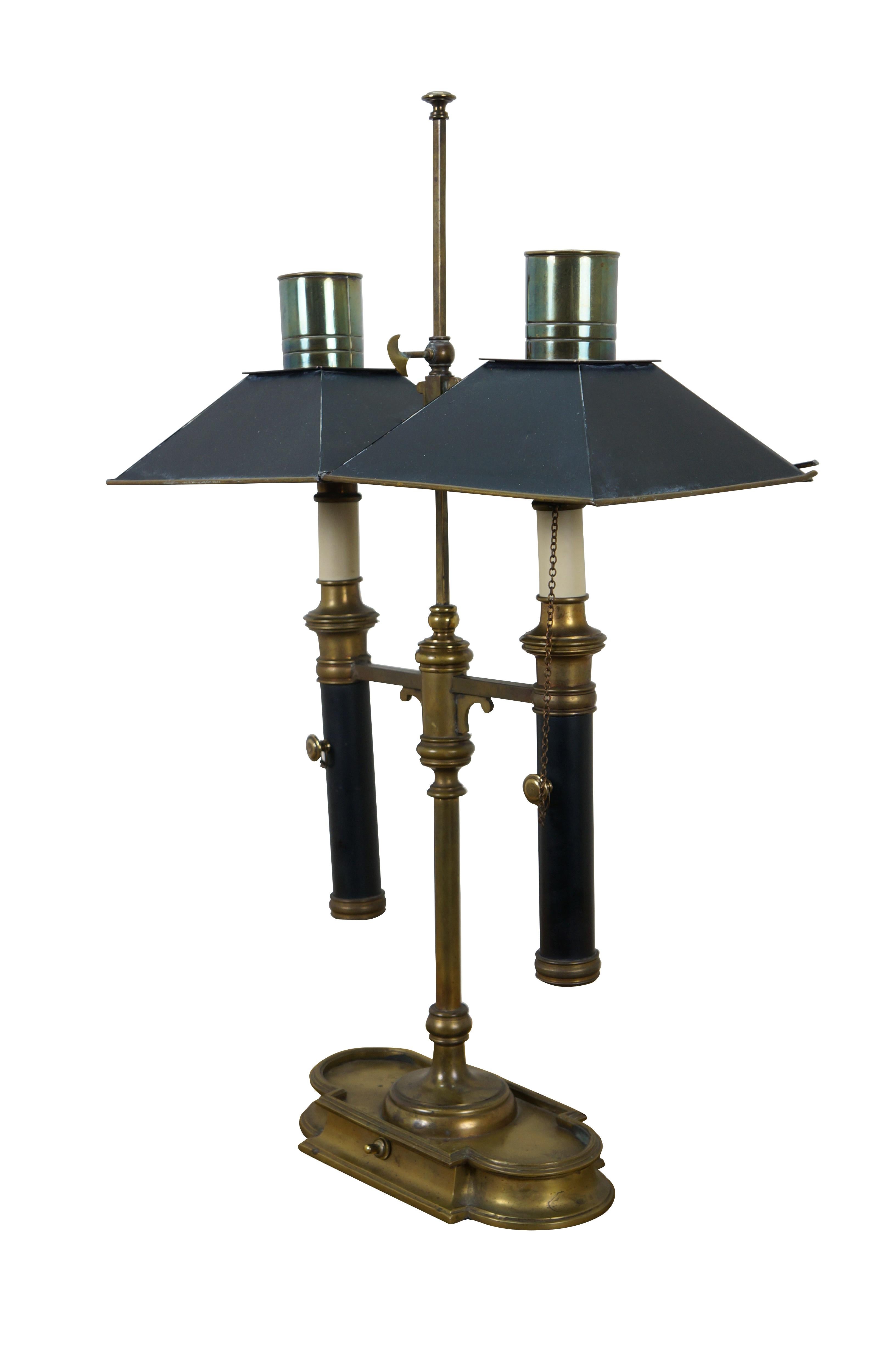 American Vintage 1972 Chapman Empire Style Brass Bouillotte Library Table Lamp 25