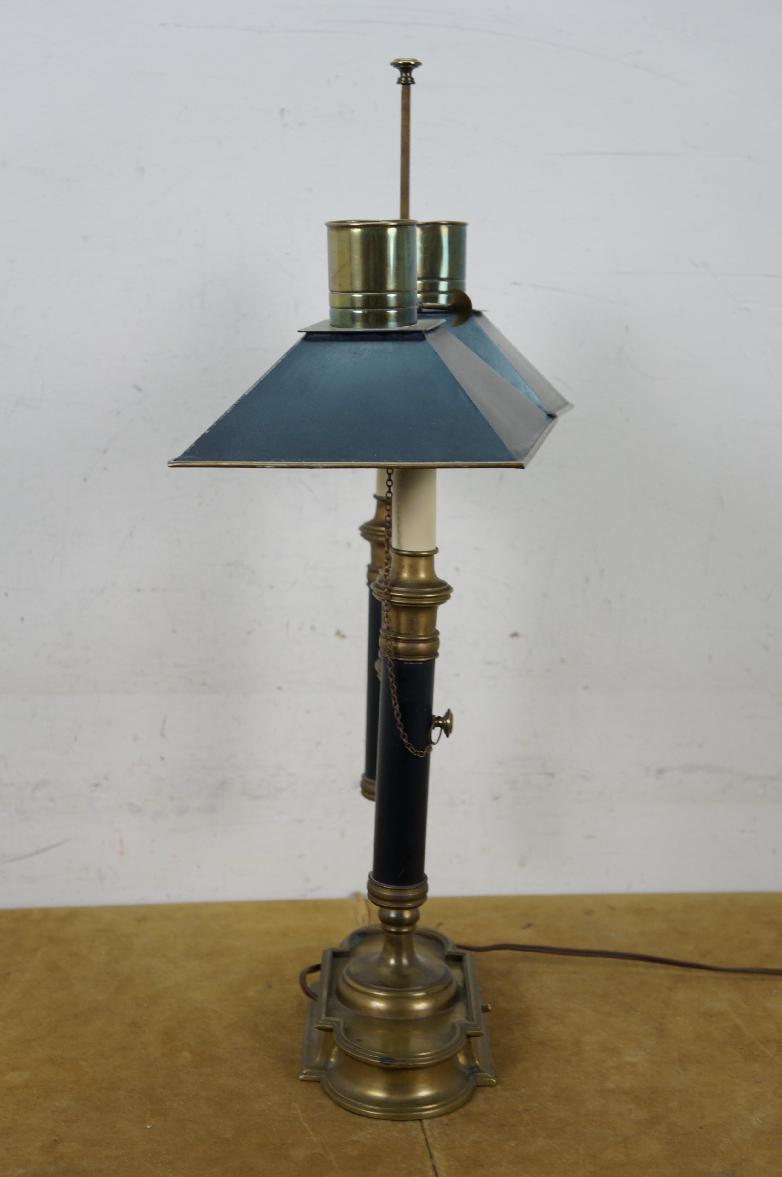 Vintage 1972 Chapman Empire Style Brass Bouillotte Library Table Lamp 25