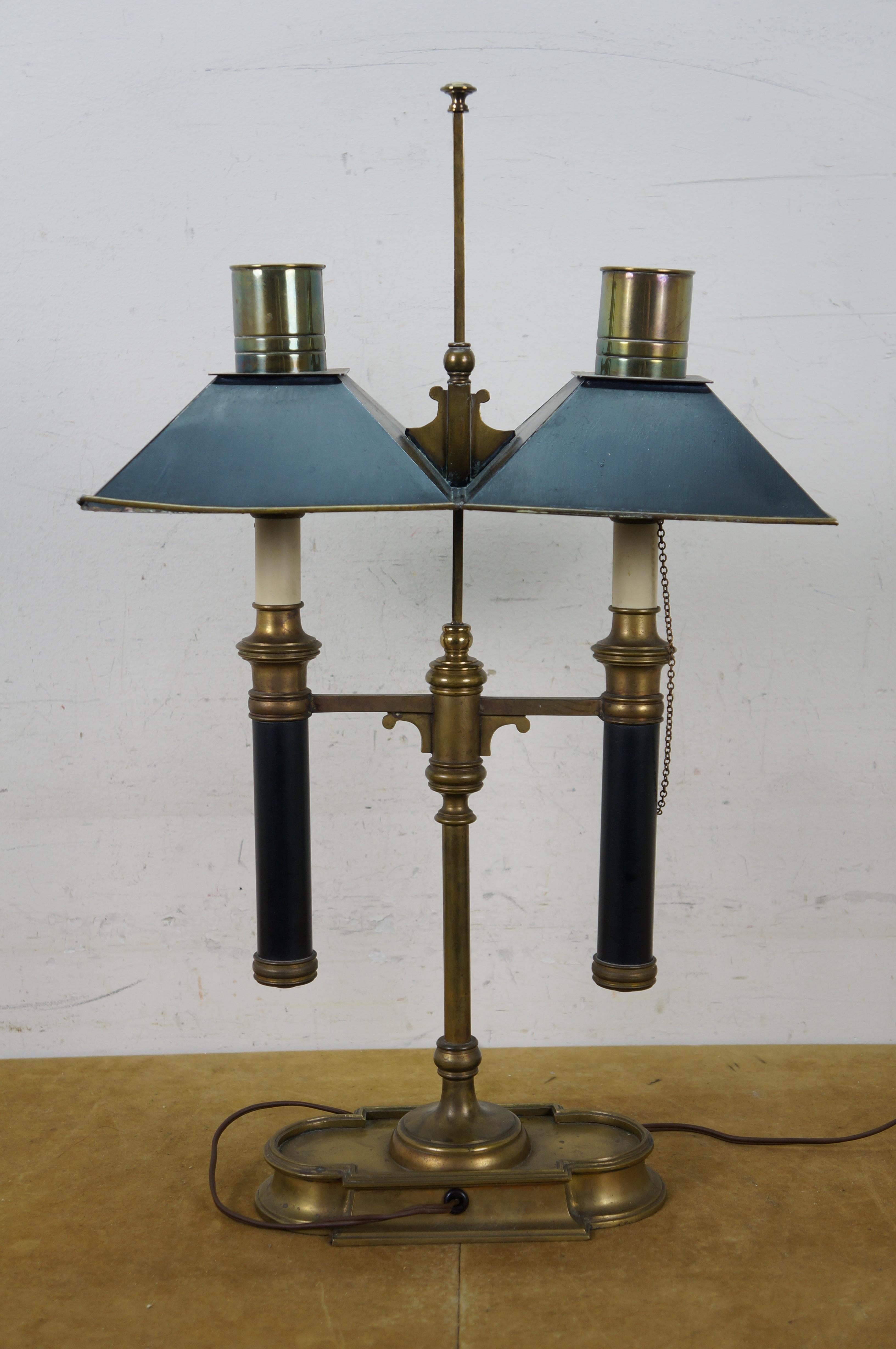 Late 20th Century Vintage 1972 Chapman Empire Style Brass Bouillotte Library Table Lamp 25