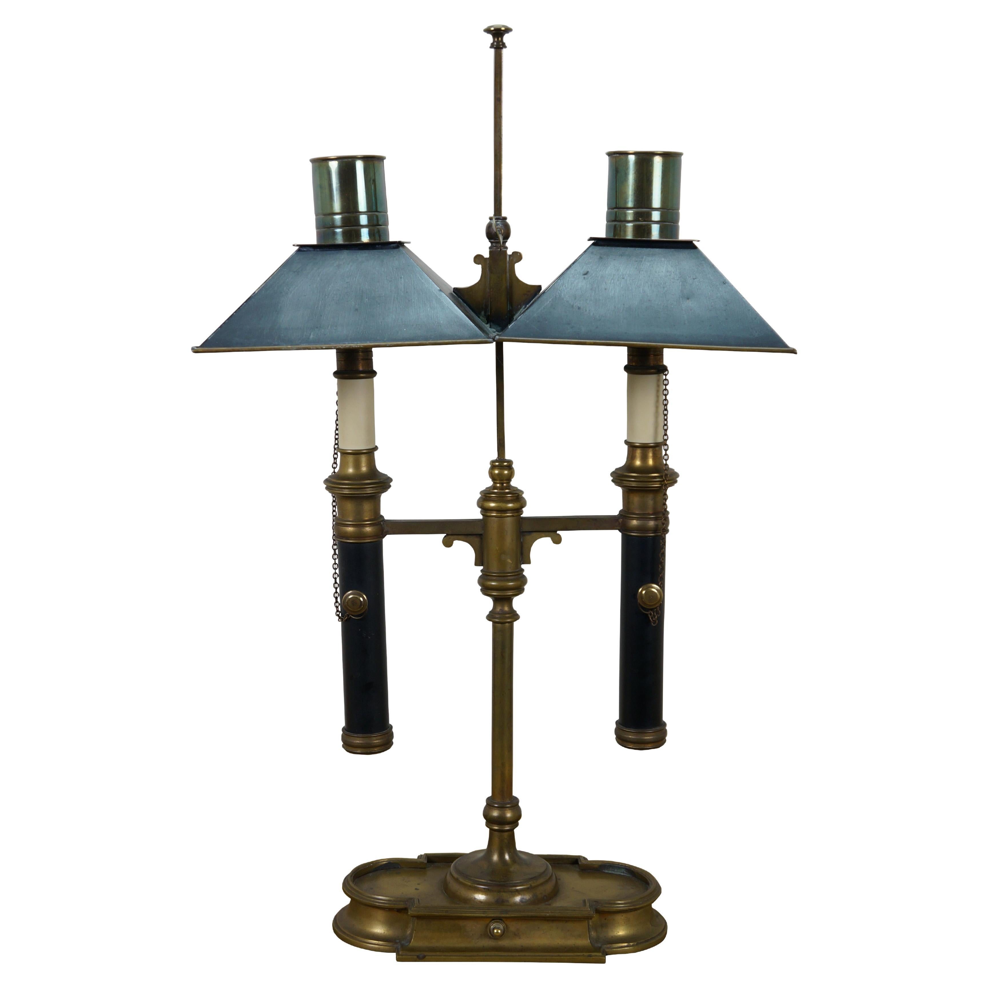 Vintage 1972 Chapman Empire Style Brass Bouillotte Library Table Lamp 25" For Sale