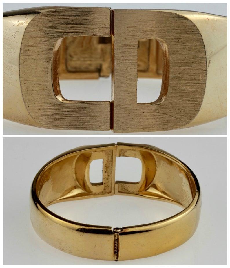 Vintage 1972 CHRISTIAN DIOR Logo CD Clamper Bracelet Cuff 2