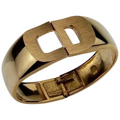 Vintage 1972 CHRISTIAN DIOR Logo CD Clamper Bracelet Cuff