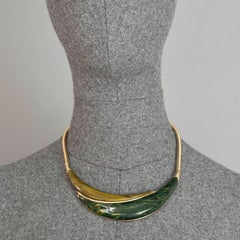Vintage 1972 CHRISTIAN DIOR Modernist Marble Lucite Snake Chain Necklace