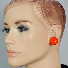 Vintage 1972 CHRISTIAN DIOR Orange Glass Cabochon Earrings