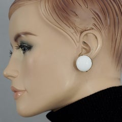 Vintage 1972 CHRISTIAN DIOR White Glass Cabochon Earrings