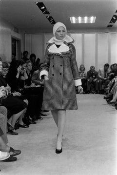 Archival 1972 Geoffrey Beene Documented Checkered Wool Double-Breasted Mod Coat